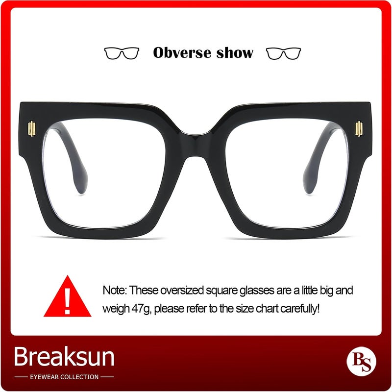 Breaksun Fashion Oversized Blue Light Blocking Glasses for Women Men Trendy Big Square Frame Computer Eyeglasses - Image 4